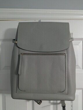 Nordstrom Gray Pebbled Leather Backpack with Front Zip Pocket